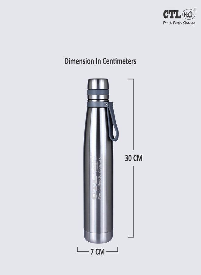 CTLH20 Slim Water Bottle| 1L Stainless Steel Bottle for School Children Office Home Fridge & Gym| Leakproof & Rustproof Design (Silver) - Image 5